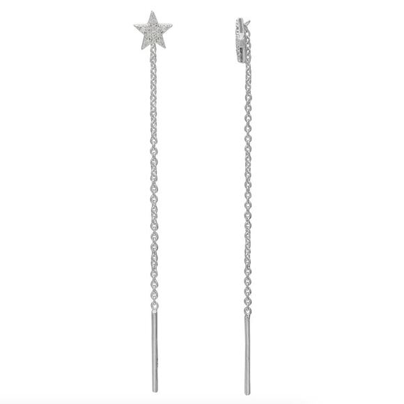 PRIMROSE Sterling Silver CZ Threader Earrings OS - Picture 1 of 2